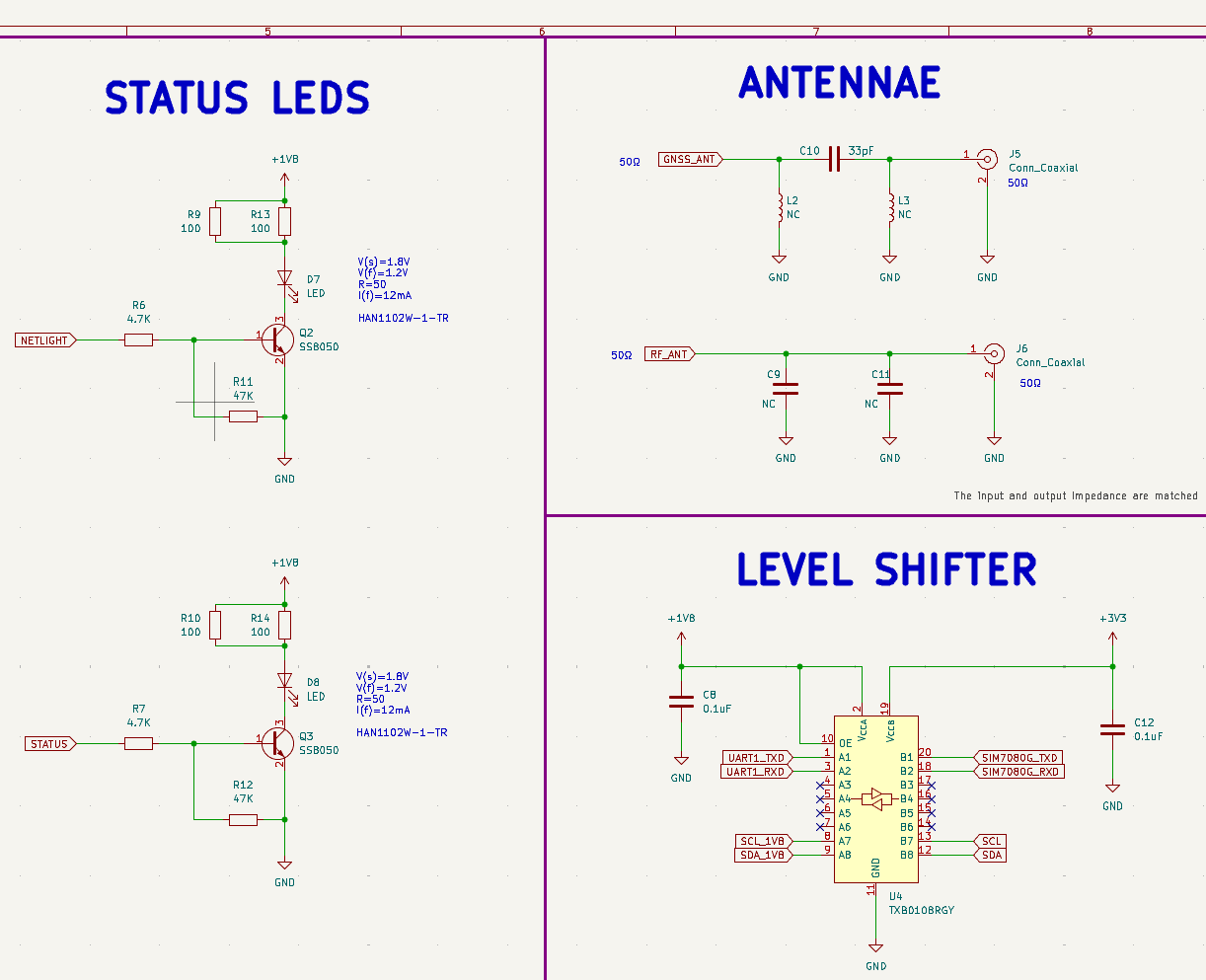 STATUS LEDs, SIM POWER